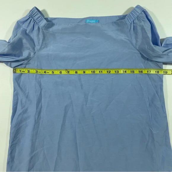 J McLaughlin Silk Blend Natasha Blouse Off Shoulder Blue - Picture 7 of 7